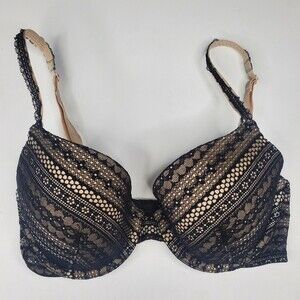 Victoria's Secret black lace lined perfect coverage 32DD
